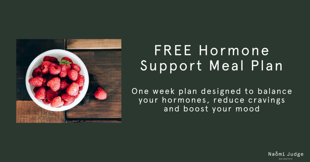 Low progesterone during luteal phase free hormone support meal plan Naomi Judge naturopath